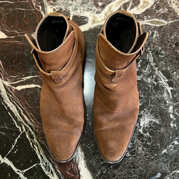 SAINT LAURENT Light Brown Suede Boots Ankle Strap Size 41 - Picture 2 of 10